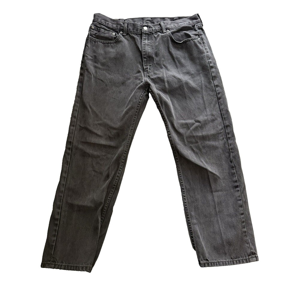 MEN'S Levis 505 Jeans Black 38x30 Regular Straight Denim Distressed Gray